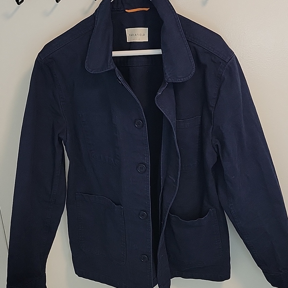 Men's Dark Blue Lightweight Button-Up Shirt Jacket